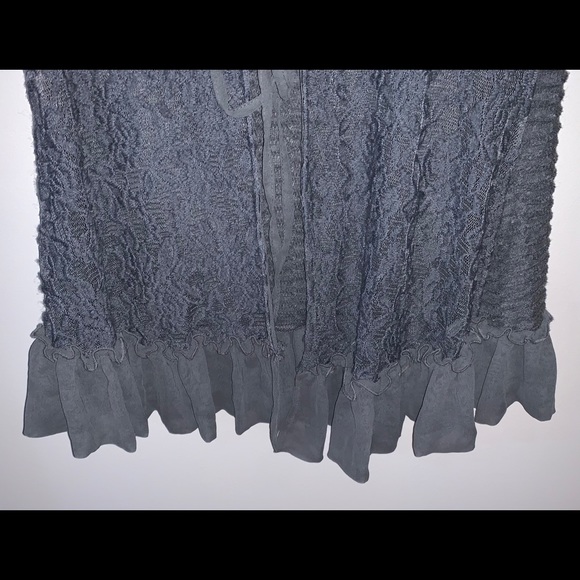 Long crocheted sweater with tie closure. - Picture 3 of 4